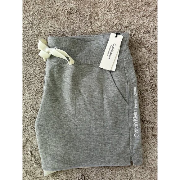 Calvin Klein Performance Ribbed Waistband Shorts Women's Gray Elastic Waist - Picture 13 of 13